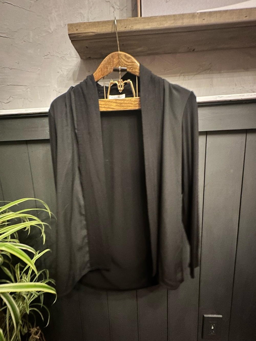 Calvin Klein Black Draped Cardigan Blazer Size Medium Open Front Jacket